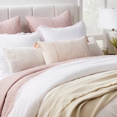 Bed Lumbar Texture Tonal Plaid Decorative Throw Pillow Off White - Threshold™ Designed With Studio McGee: Cotton & Acrylic, Indoor Use 1 Bed Lumbar Texture Tonal Plaid Decorative Throw Pillow Off White - Threshold™ Designed With Studio McGee: Cotton & Acrylic, Indoor Use