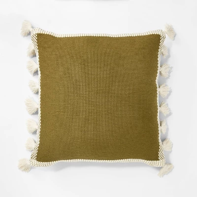 Woven Frame Square Throw Pillow With Side Tassels - Threshold™ Designed With Studio McGee 4 Woven Frame Square Throw Pillow With Side Tassels - Threshold™ Designed With Studio McGee - Image 4
