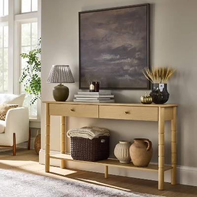 60" Modern Wooden Console Table With Drawer Brown - Threshold™ Designed With Studio McGee 1 60" Modern Wooden Console Table With Drawer Brown - Threshold™ Designed With Studio McGee