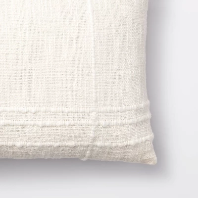 Bed Lumbar Texture Tonal Plaid Decorative Throw Pillow Off White - Threshold™ Designed With Studio McGee: Cotton & Acrylic, Indoor Use 2 Bed Lumbar Texture Tonal Plaid Decorative Throw Pillow Off White - Threshold™ Designed With Studio McGee: Cotton & Acrylic, Indoor Use - Image 2