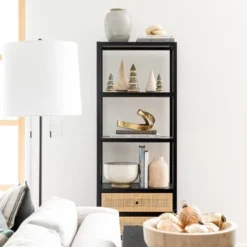 Console Table With Woven Rattan Shelf Black - Threshold™ Designed With Studio McGee -Beauty House GUEST f71b8141 512b 4383 9135 4f0d694163bd