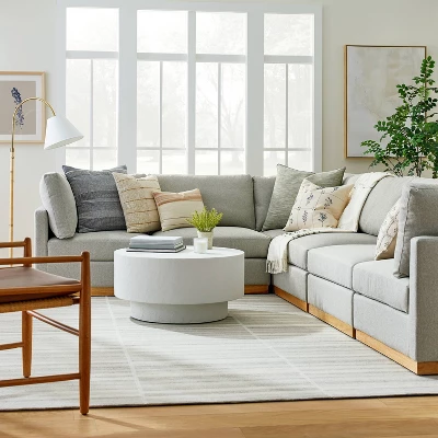 6pc Woodland Hills Modular Sectional Light Gray - Threshold™ Designed With Studio McGee 1 6pc Woodland Hills Modular Sectional Light Gray - Threshold™ Designed With Studio McGee